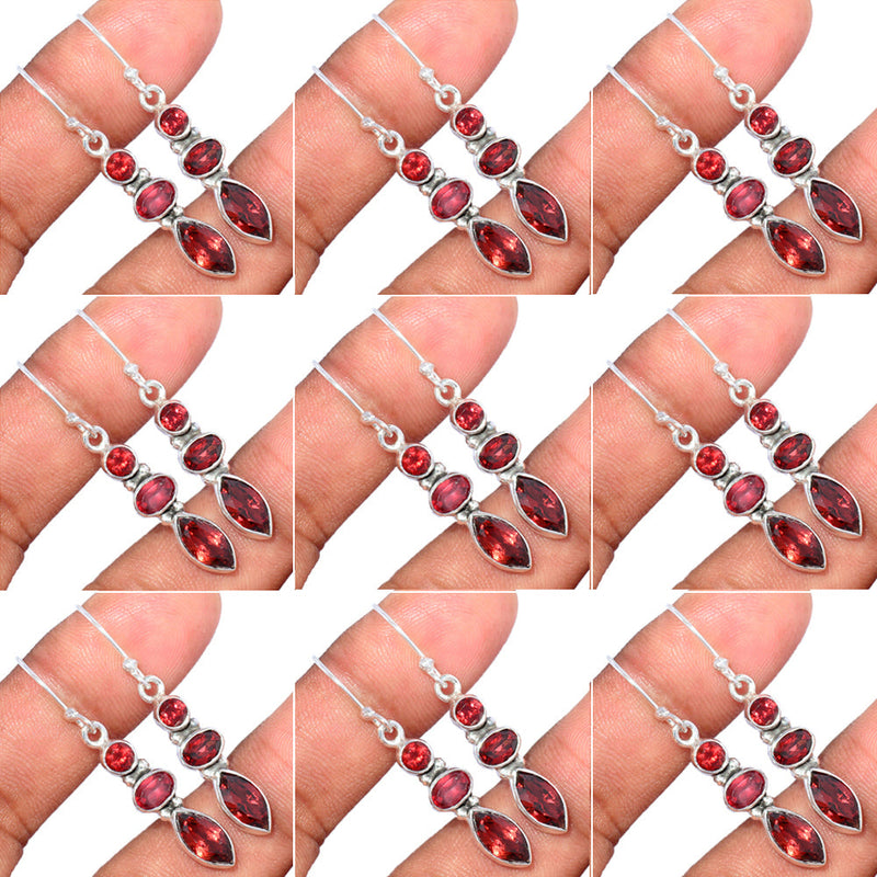 10 Pieces Mix Lot - Garnet Faceted Earrings - GDSNE38