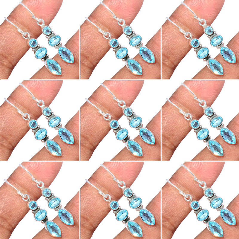 10 Pieces Mix Lot - Blue Topaz Earrings - GDSNE40