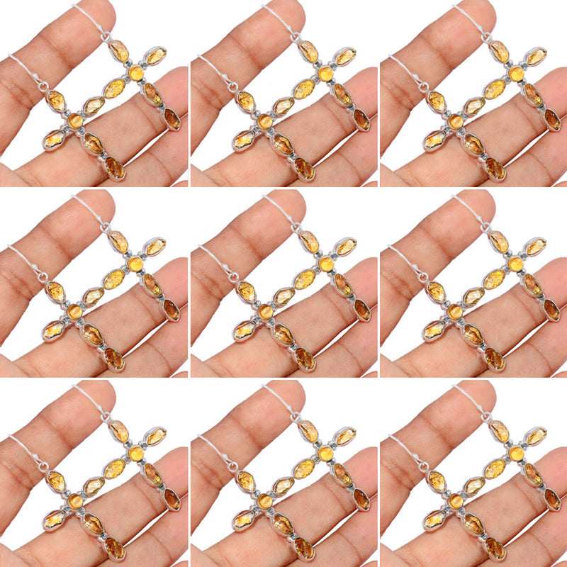 10 Pieces Mix Lot - Citrine Cabochon & Citrine Rough Earrings - GDSNE41