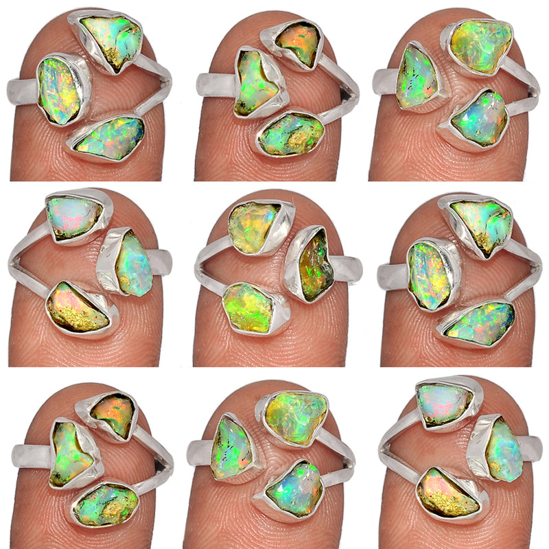 10 Pieces Mix Lot - Ethiopian Opal Polish Rough Ring - GEORR4
