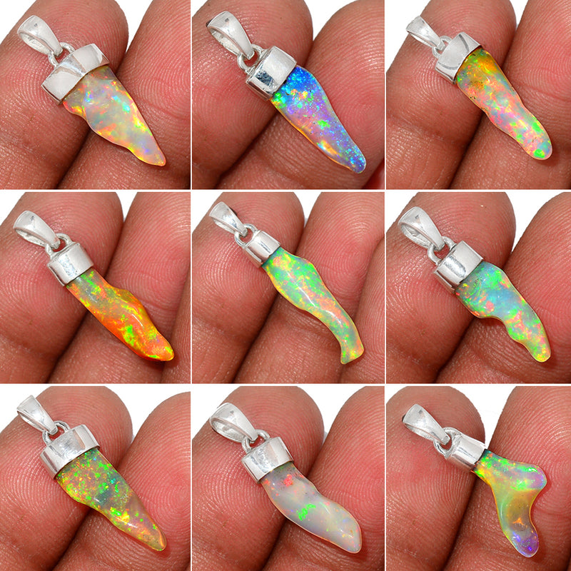 10 Pieces Mix Lot - Ethiopian Opal Polish Rough Pendants - GEPRP4