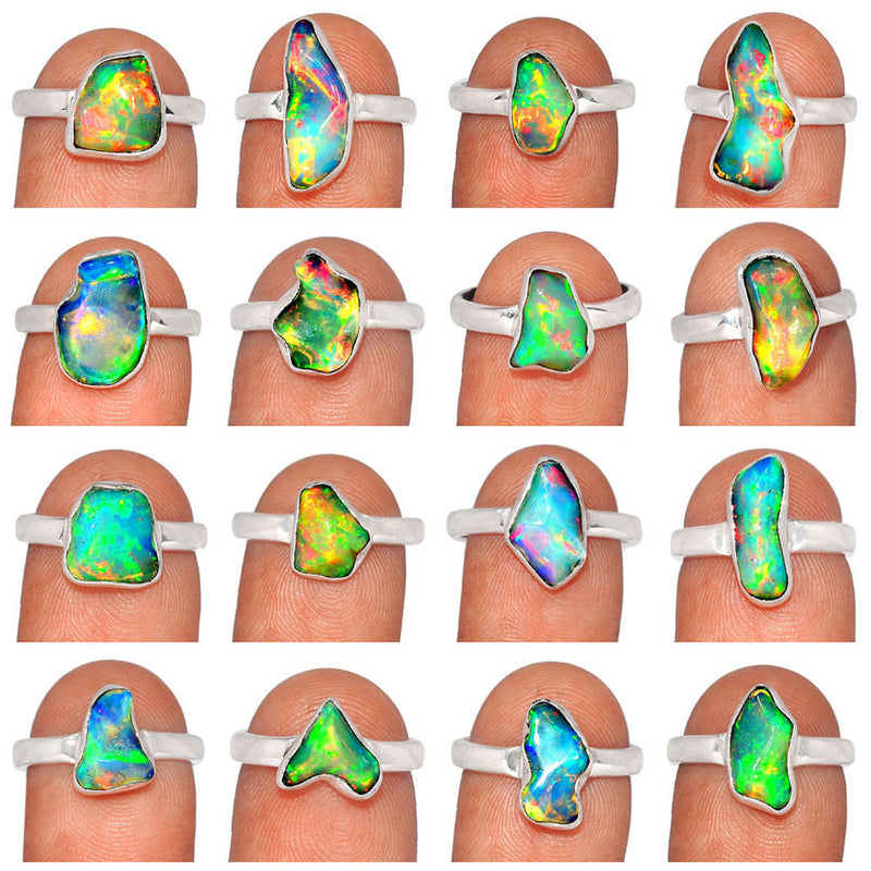 10 Pieces Mix Lot - Ethiopian Opal Polish Rough Ring - GEPRR1