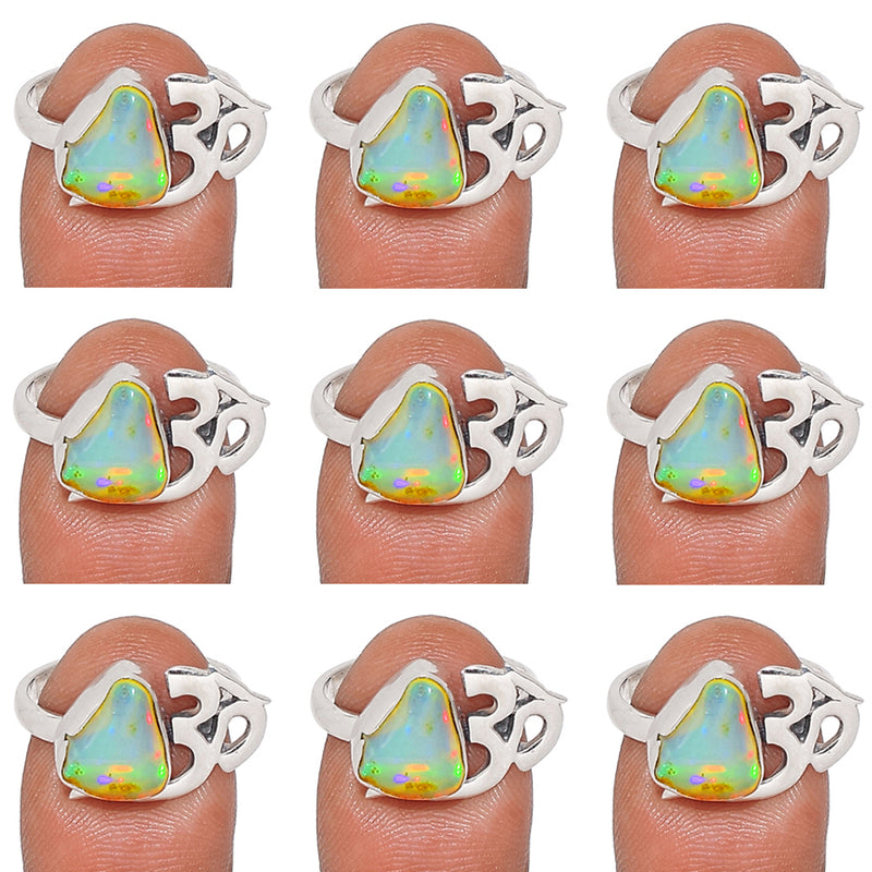 10 Pieces Mix Lot - Om Design - Ethiopian Opal Polish Rough Ring - GEPRR8