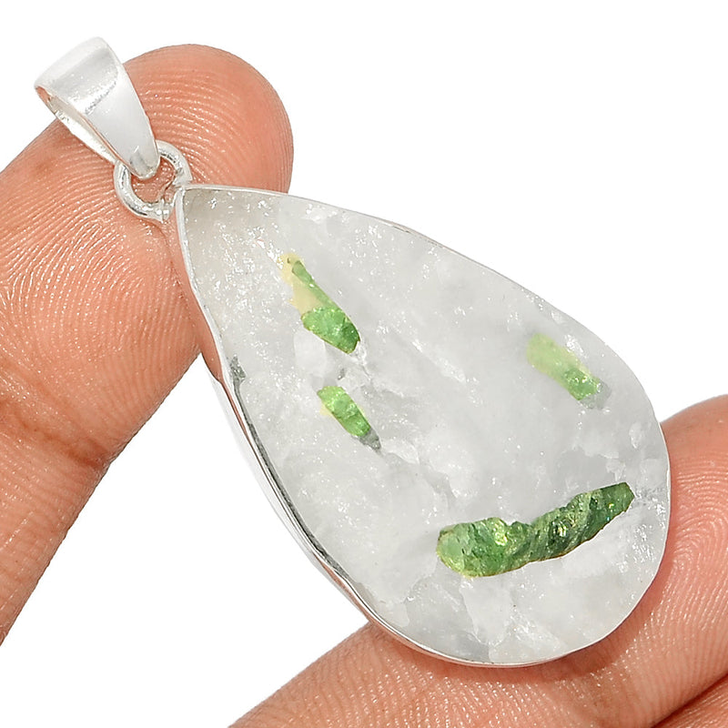 2" Green Tourmaline In Quartz Pendants - GEQP253