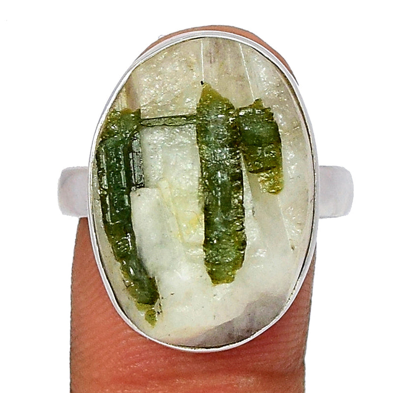 Green Tourmaline In Quartz Ring - GEQR101