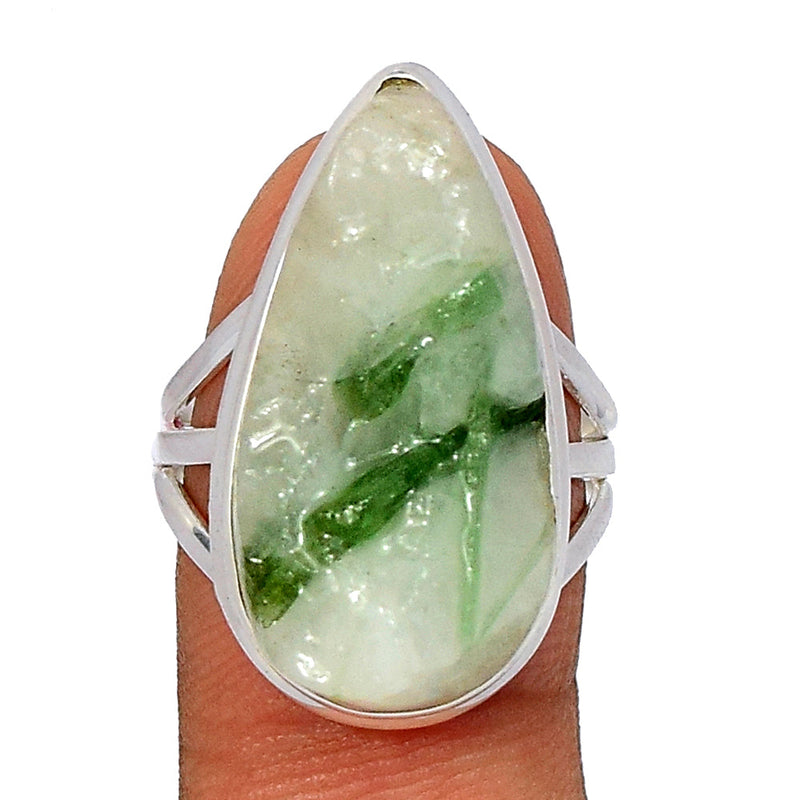Green Tourmaline In Quartz Ring - GEQR117