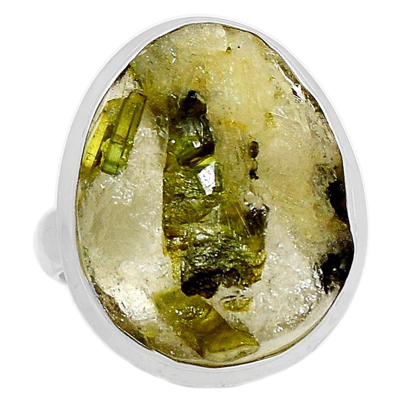 Green Tourmaline In Quartz Ring - GEQR122