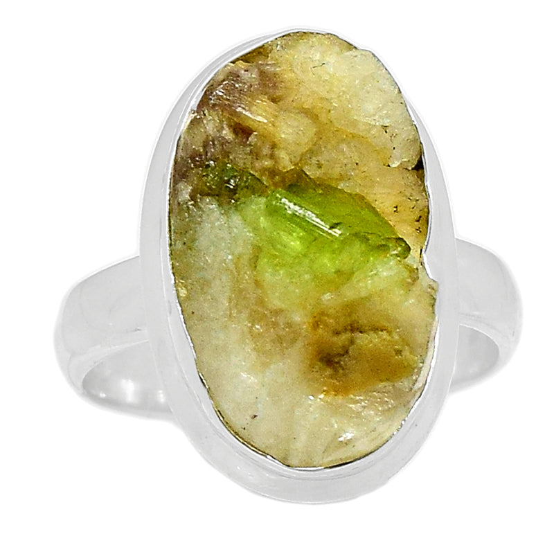 Green Tourmaline In Quartz Ring - GEQR133
