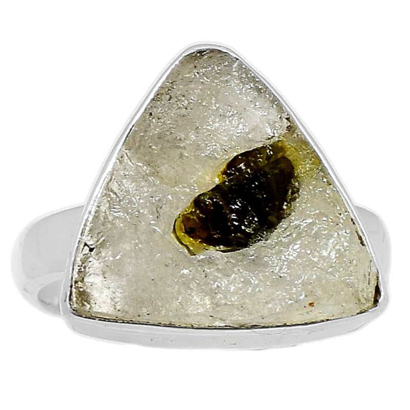 Green Tourmaline In Quartz Ring - GEQR139