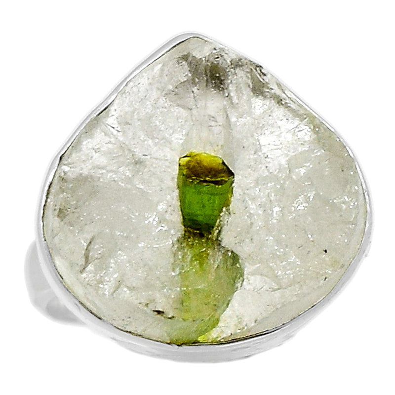 Green Tourmaline In Quartz Ring - GEQR148