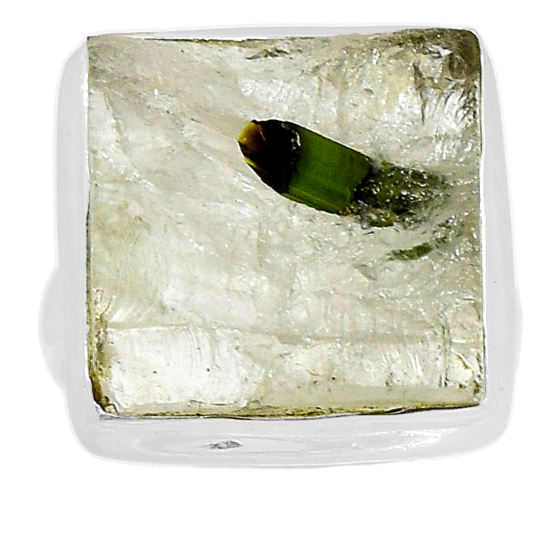 Green Tourmaline In Quartz Ring - GEQR155