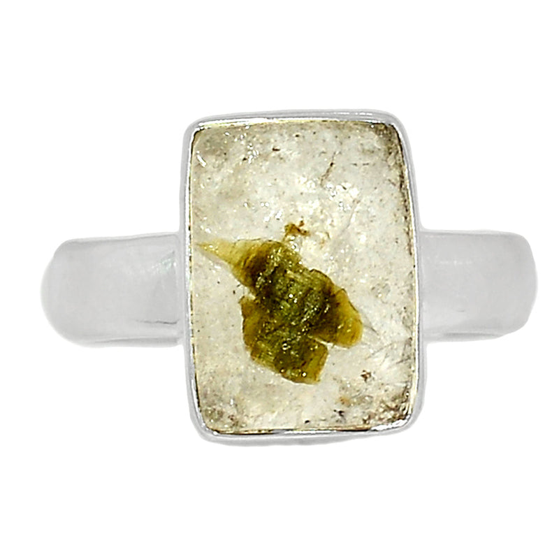 Green Tourmaline In Quartz Ring - GEQR156