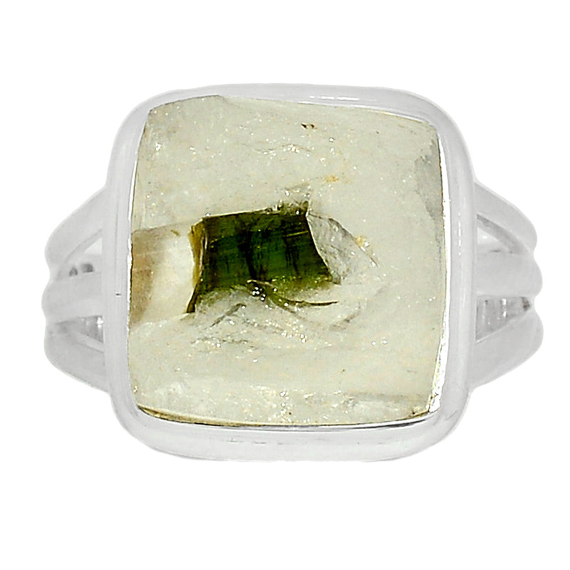 Green Tourmaline In Quartz Ring - GEQR158