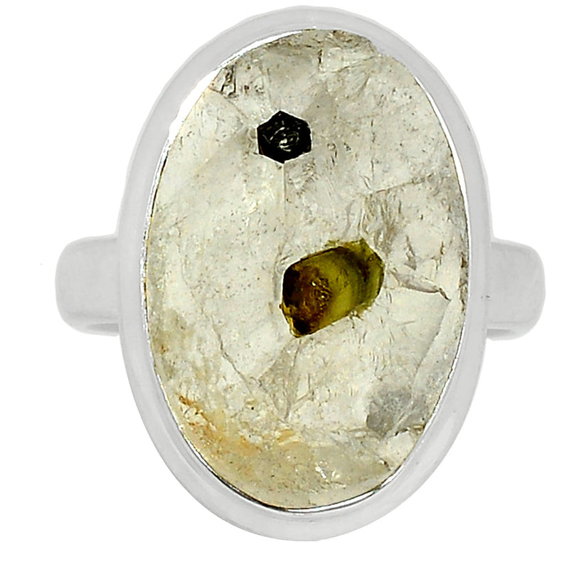 Green Tourmaline In Quartz Ring - GEQR172