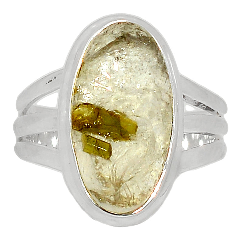 Green Tourmaline In Quartz Ring - GEQR173
