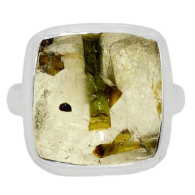 Green Tourmaline In Quartz Ring - GEQR175