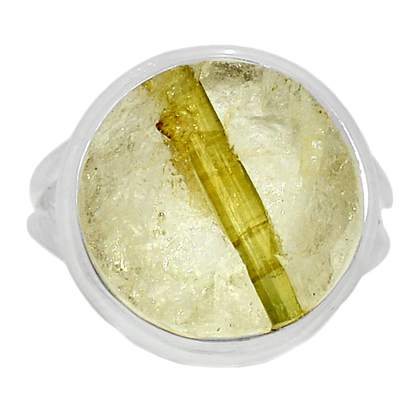 Green Tourmaline In Quartz Ring - GEQR187