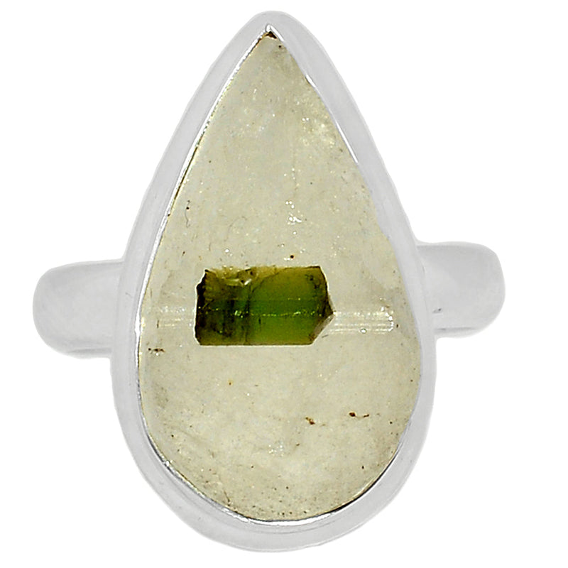 Green Tourmaline In Quartz Ring - GEQR191