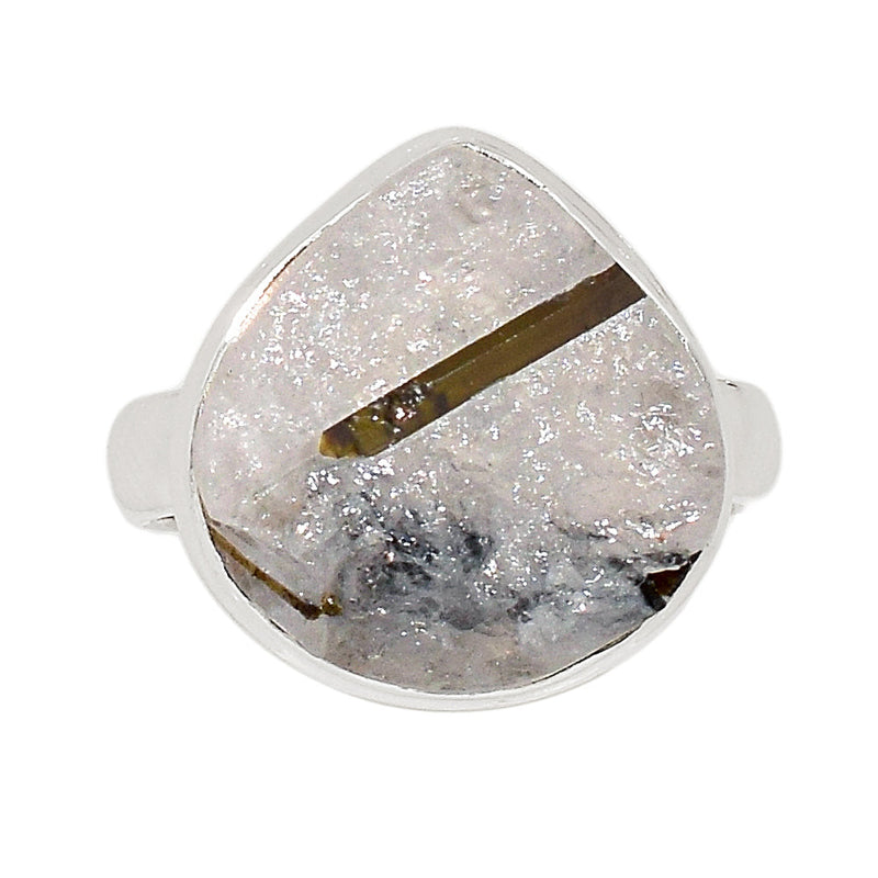 Green Tourmaline In Quartz Ring - GEQR233