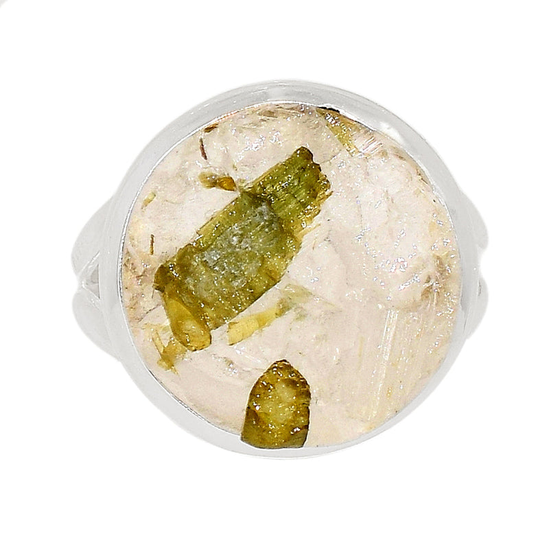 Green Tourmaline In Quartz Ring - GEQR236