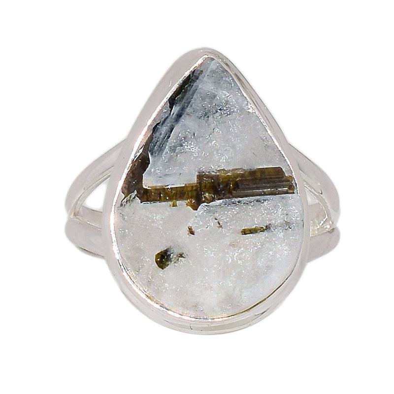 Green Tourmaline In Quartz Ring - GEQR238
