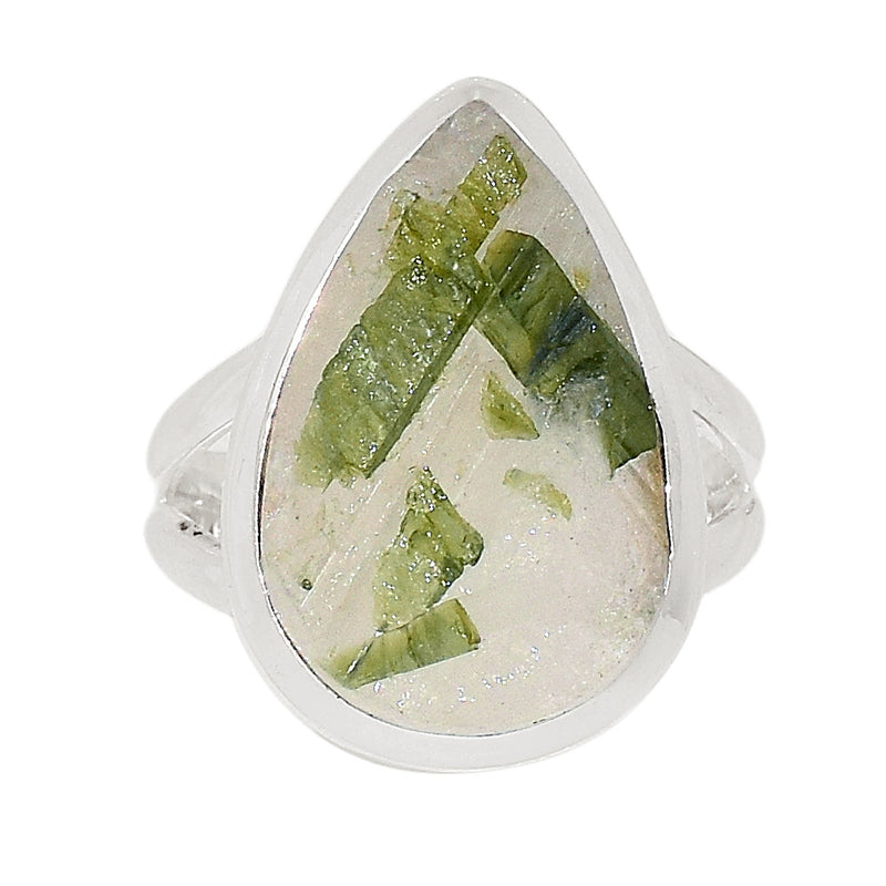 Green Tourmaline In Quartz Ring - GEQR239