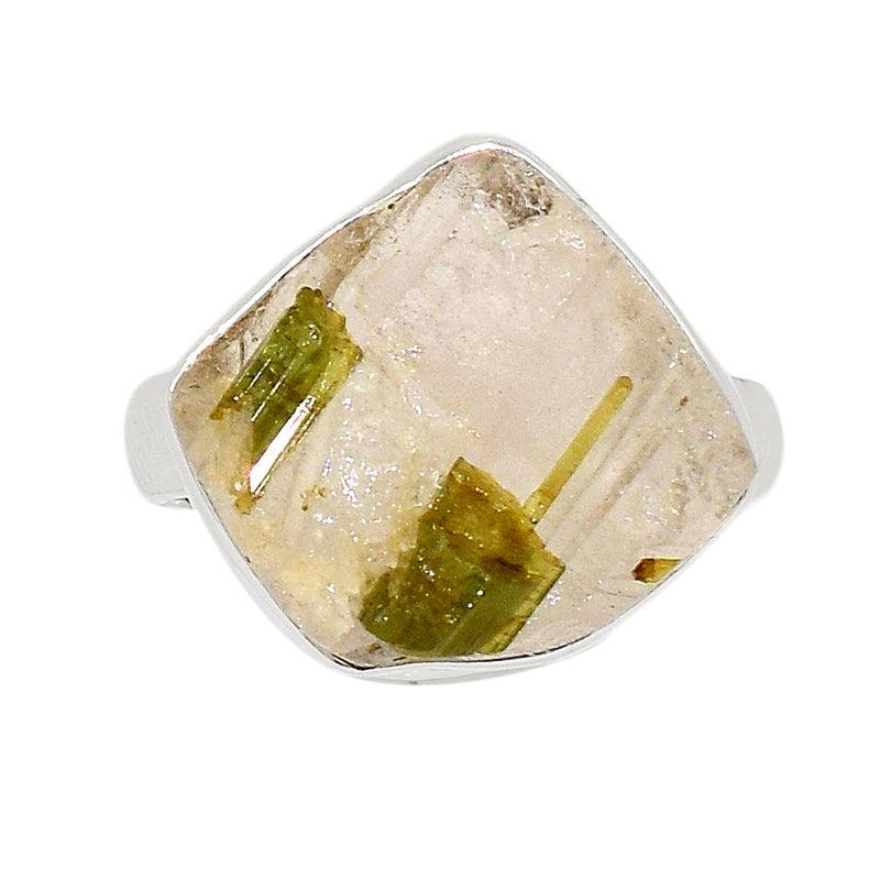 Green Tourmaline In Quartz Ring - GEQR243
