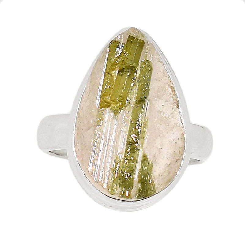 Green Tourmaline In Quartz Ring - GEQR245