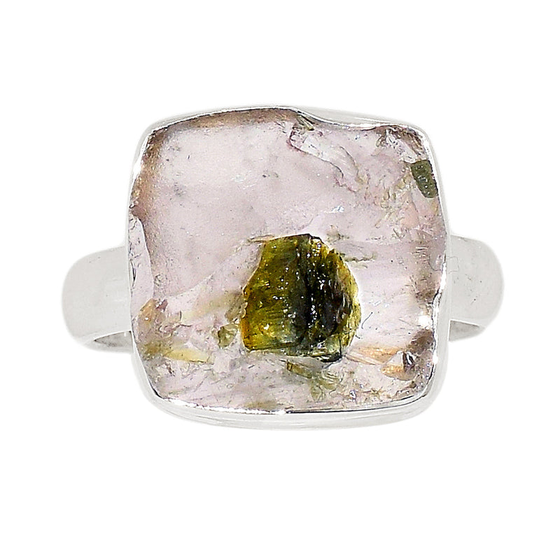 Green Tourmaline In Quartz Ring - GEQR255