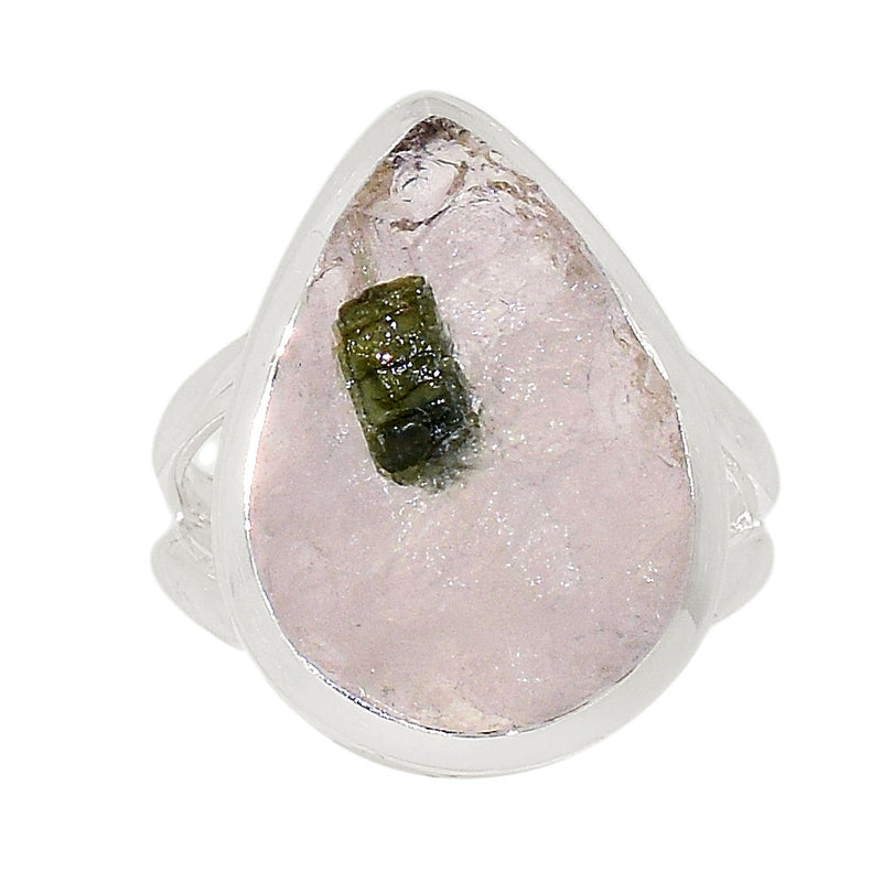 Green Tourmaline In Quartz Ring - GEQR257