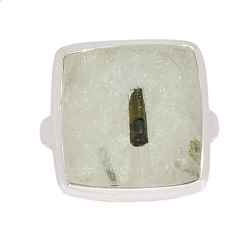 Green Tourmaline In Quartz Ring - GEQR274