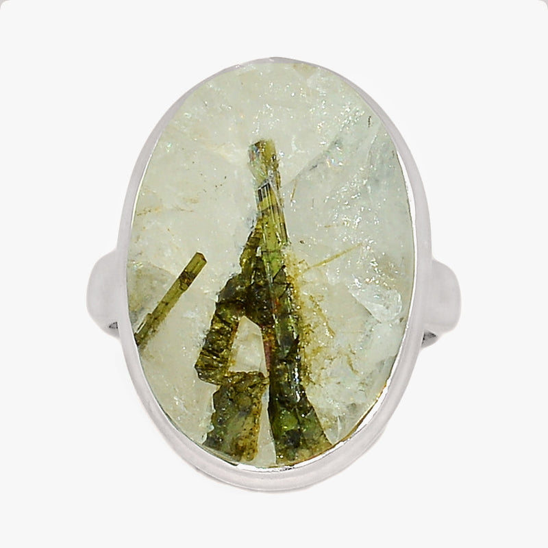 Green Tourmaline In Quartz Ring - GEQR281