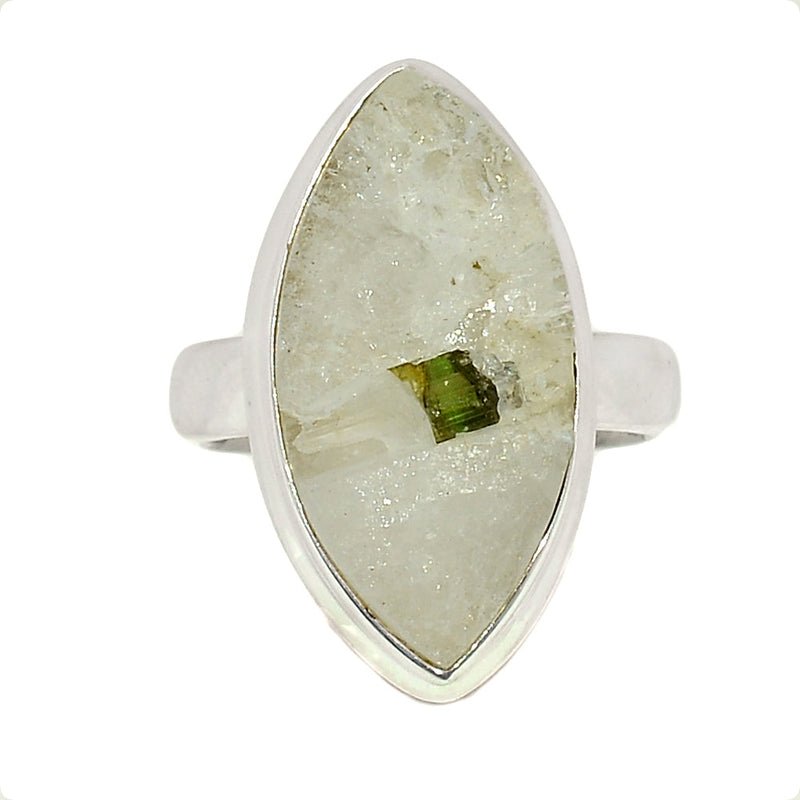 Green Tourmaline In Quartz Ring - GEQR285