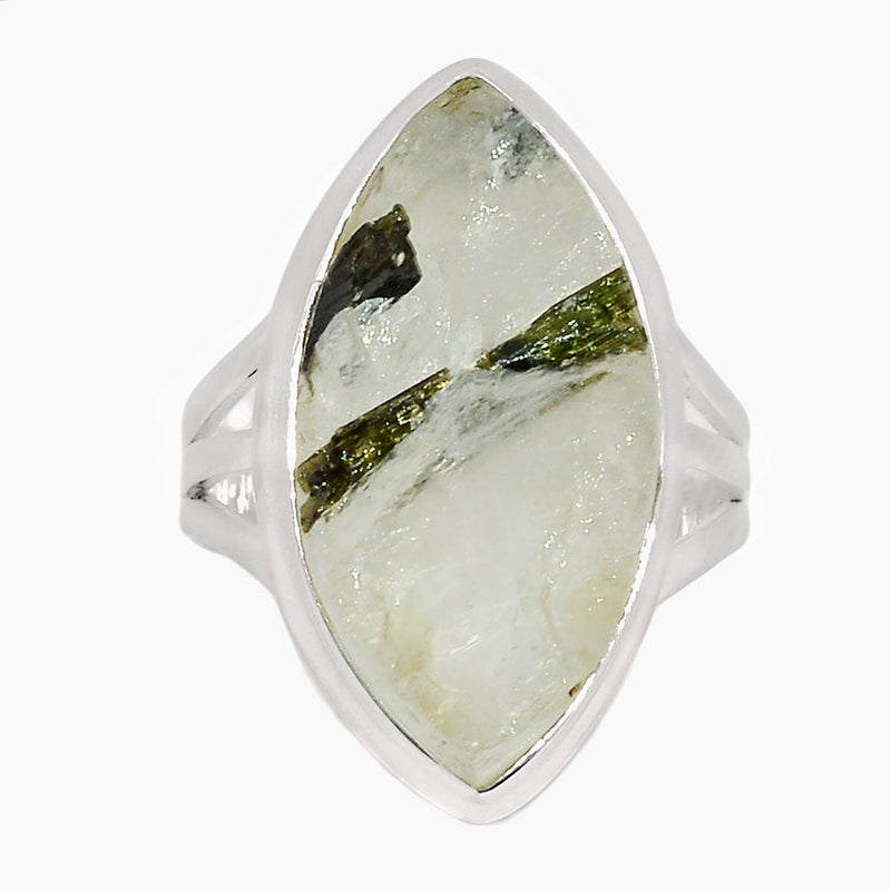 Green Tourmaline In Quartz Ring - GEQR287