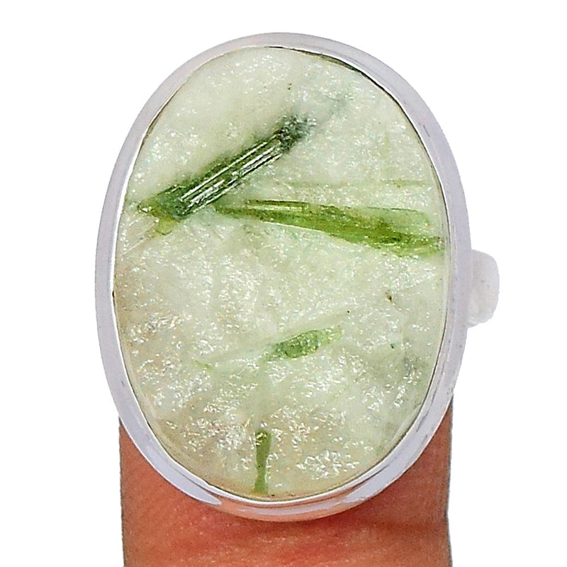 Green Tourmaline In Quartz Ring - GEQR88