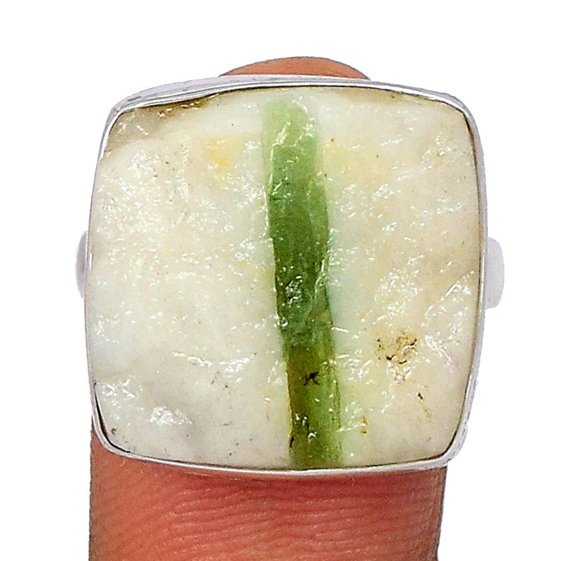 Green Tourmaline In Quartz Ring - GEQR94