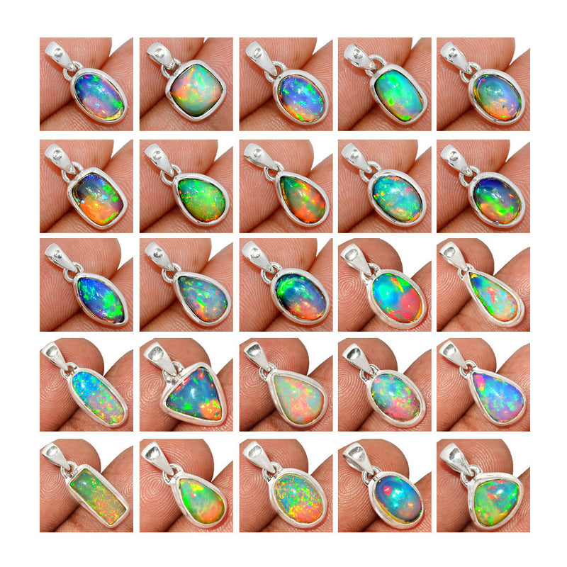 25 Pieces Mix Lot - Ethiopian Opal Pendants - GETOP2