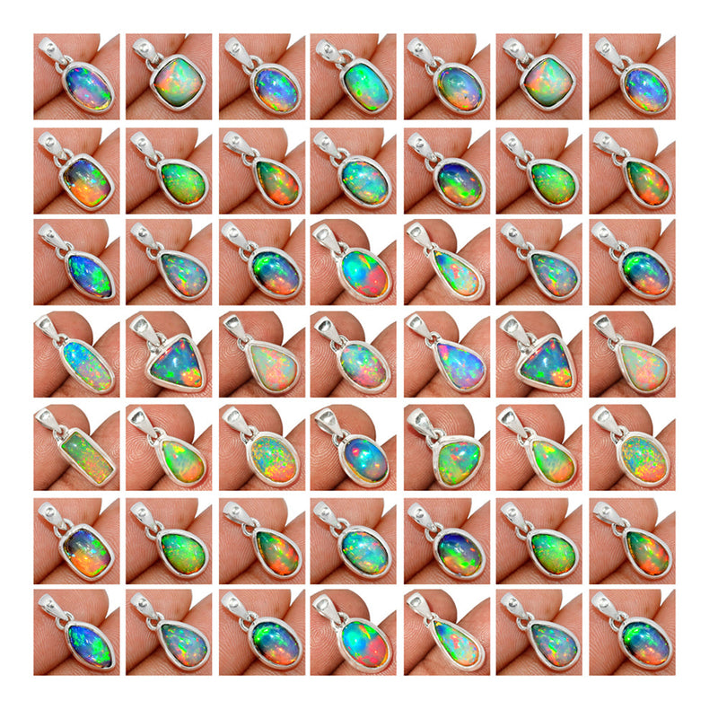 50 Pieces Mix Lot - Ethiopian Opal Pendants - GETOP3