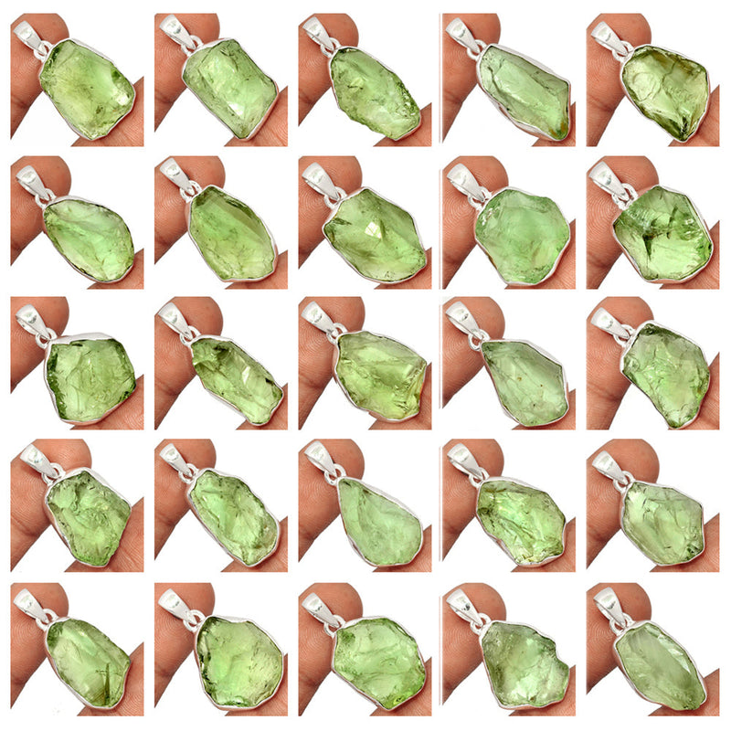 250 Grams Mix Lot - Green Amethyst Rough Pendants - GGARP1