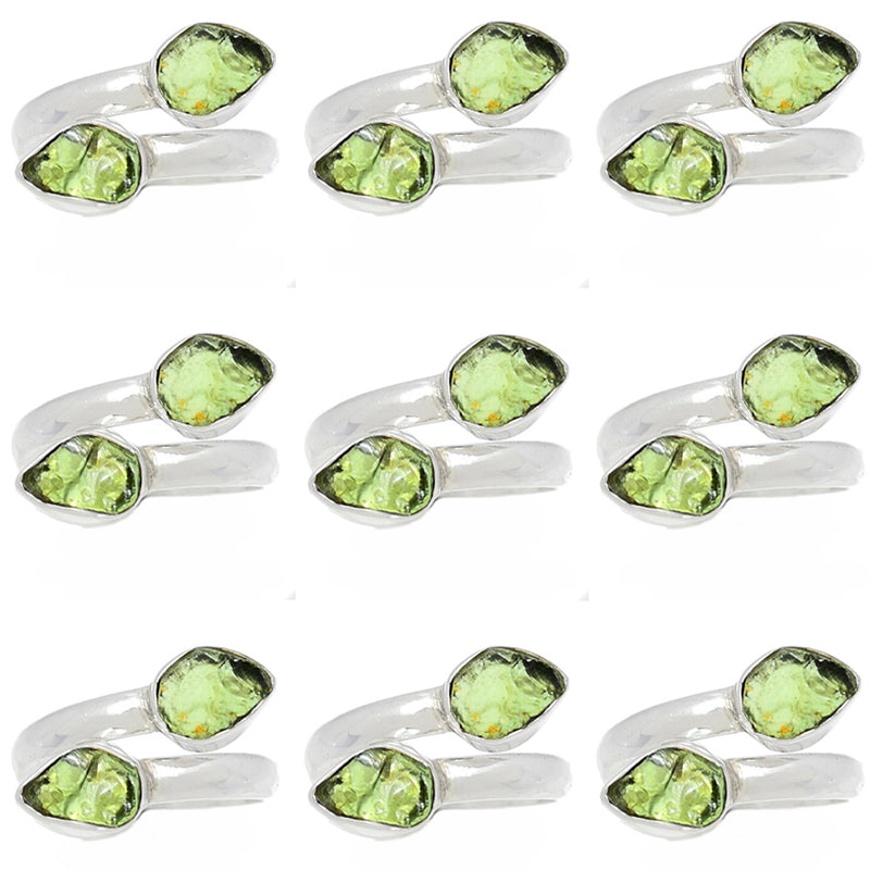 10 Pieces Mix Lot - Green Apatite Rough Ring - GGATR4