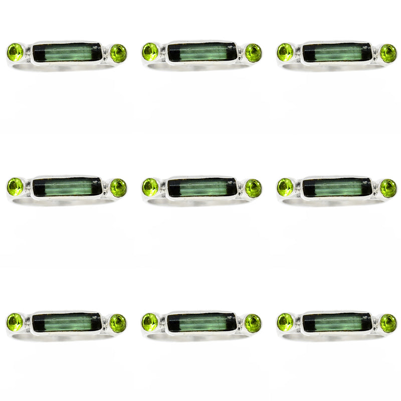 10 Pieces Mix Lot - Green Tourmaline & Peridot Ring - GGTUR2