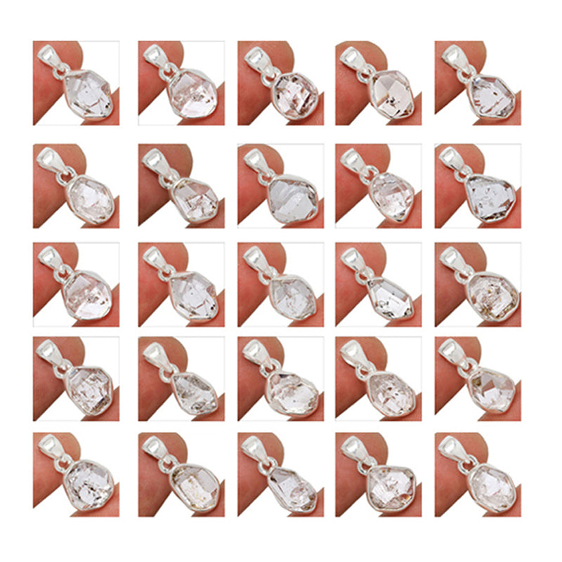 25 Pieces Mix Lot Plain Setting - Herkimer Diamond Pendants - GHKDP2