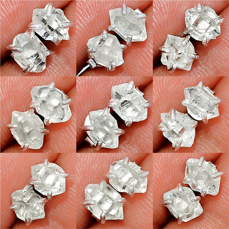 9 Pieces Mix Lot - Claw Setting - Herkimer Diamond Studs - GHKDS4