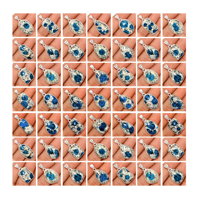 500 Grams Mix Lot - K2 Blue Azurite In Quartz Pendants - GK2P2
