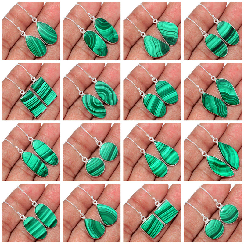 10 Pieces Mix Lot - Bezzel Setting - Malachite Earrings - GMLAE1