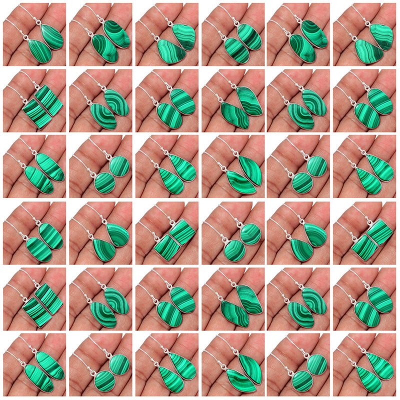 25 Pieces Mix Lot - Bezzel Setting - Malachite Earrings - GMLAE2