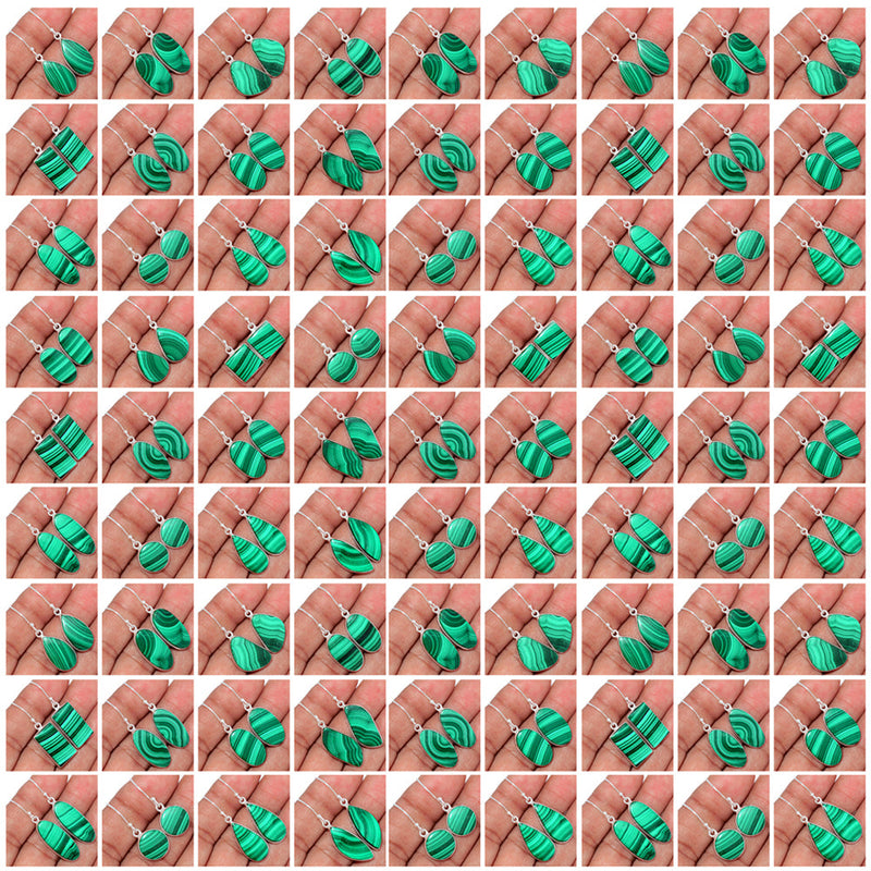 50 Pieces Mix Lot - Bezzel Setting - Malachite Earrings - GMLAE3