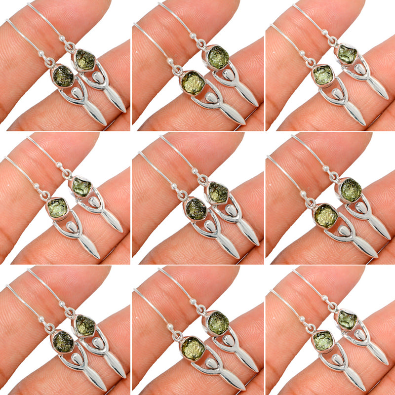 10 Pieces Mix Lot - Goddess Moldavite Earrings - GMLDE2