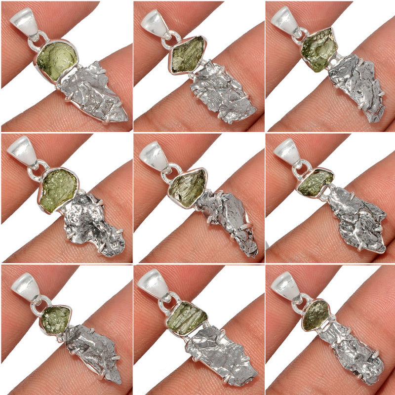 10 Pieces Mix Lot - Claw Setting - Moldavite & Meteorite Campoo Del Cielo Pendants - GMLDP18