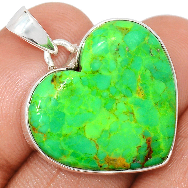 1.2" Heart - Green Mohave Turquoise Pendants - GMTP1075
